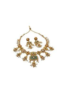 Vaidevi Gold Plated Traditional Indian Bridal Necklace Set with Earrings