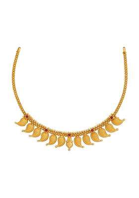 Kushals Fashion Jewellery Ruby Gold Plated 925 Silver Temple Necklace for Women