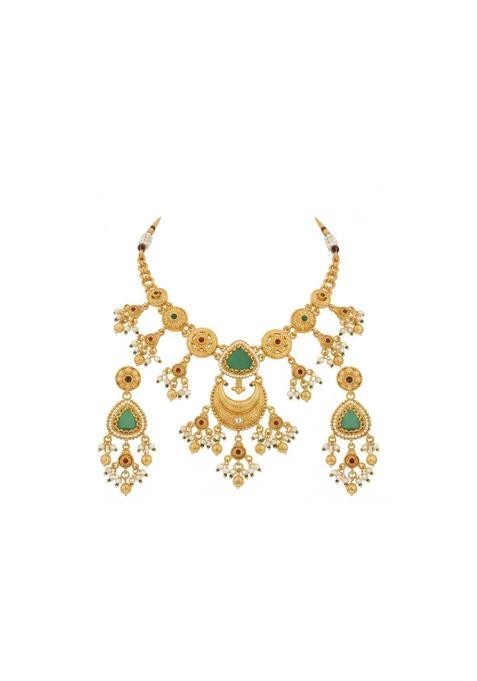 Vaidevi Traditional Bridal Choker Necklace Set for Women with Earrings and Adjustable Dori