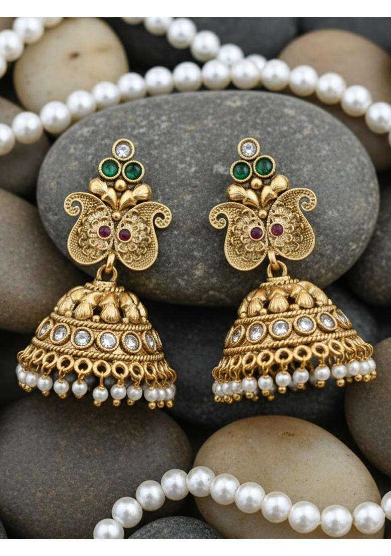 Aurevia Latest Traditional Temple Necklace Set for Women and Girls Gold Plated Jewellery Set for Wedding - Indya