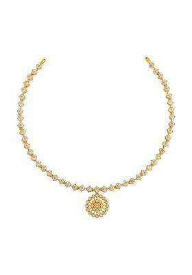 Kushals Fashion Jewellery White Gold Plated 925 Silver Temple Necklace for Women