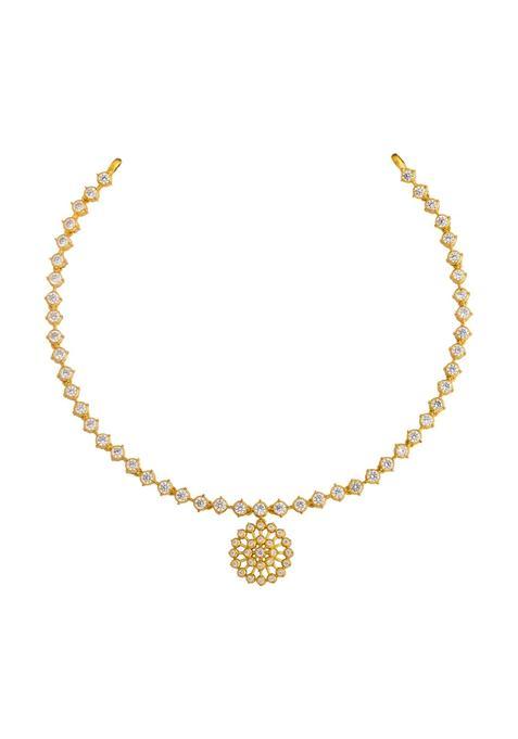 Kushals Fashion Jewellery White Gold Plated 925 Silver Temple Necklace for Women