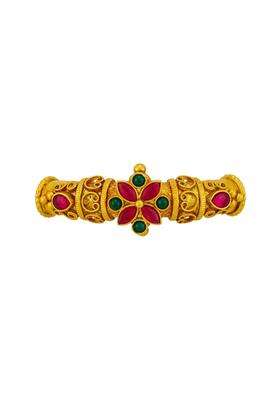 Kushals Fashion Jewellery Ruby Green Gold Plated 925 Silver Temple Bangle Pendant for Women