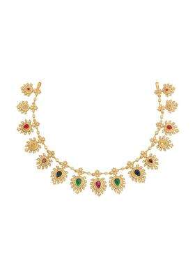 Kushals Fashion Jewellery Multi Gold Plated 925 Silver Temple Necklace for Women