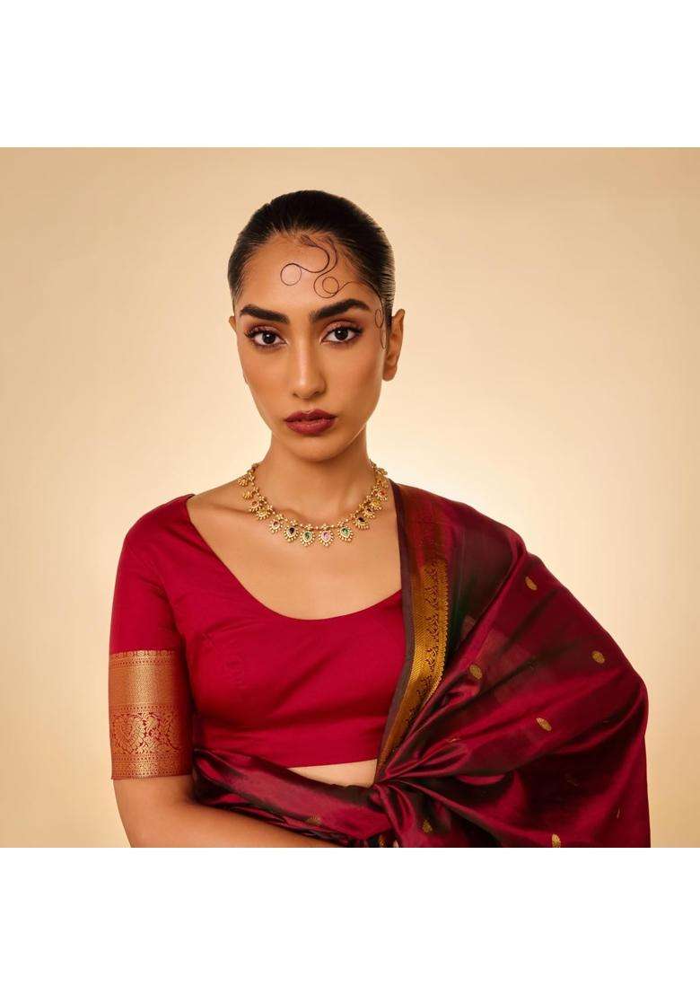 Kushals Fashion Jewellery Multi Gold Plated 925 Silver Temple Necklace for Women - Indya