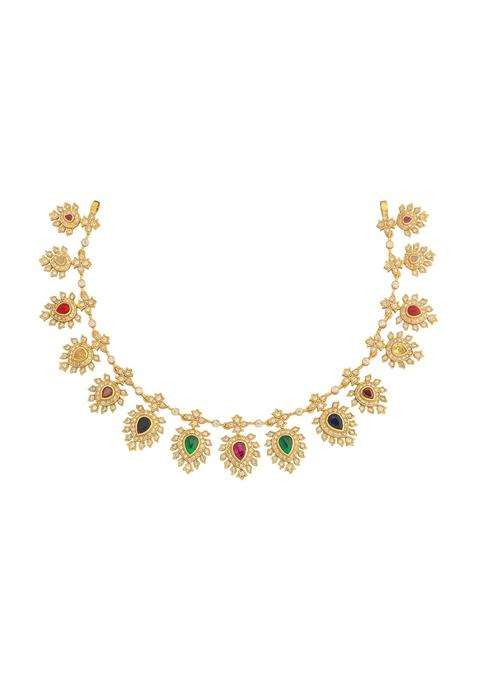 Kushals Fashion Jewellery Multi Gold Plated 925 Silver Temple Necklace for Women