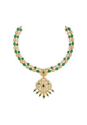 Kushals Fashion Jewellery Gold Plated 925 Silver Temple Layered Necklace for Women