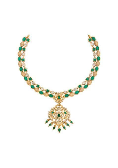 Kushals Fashion Jewellery Gold Plated 925 Silver Temple Layered Necklace for Women