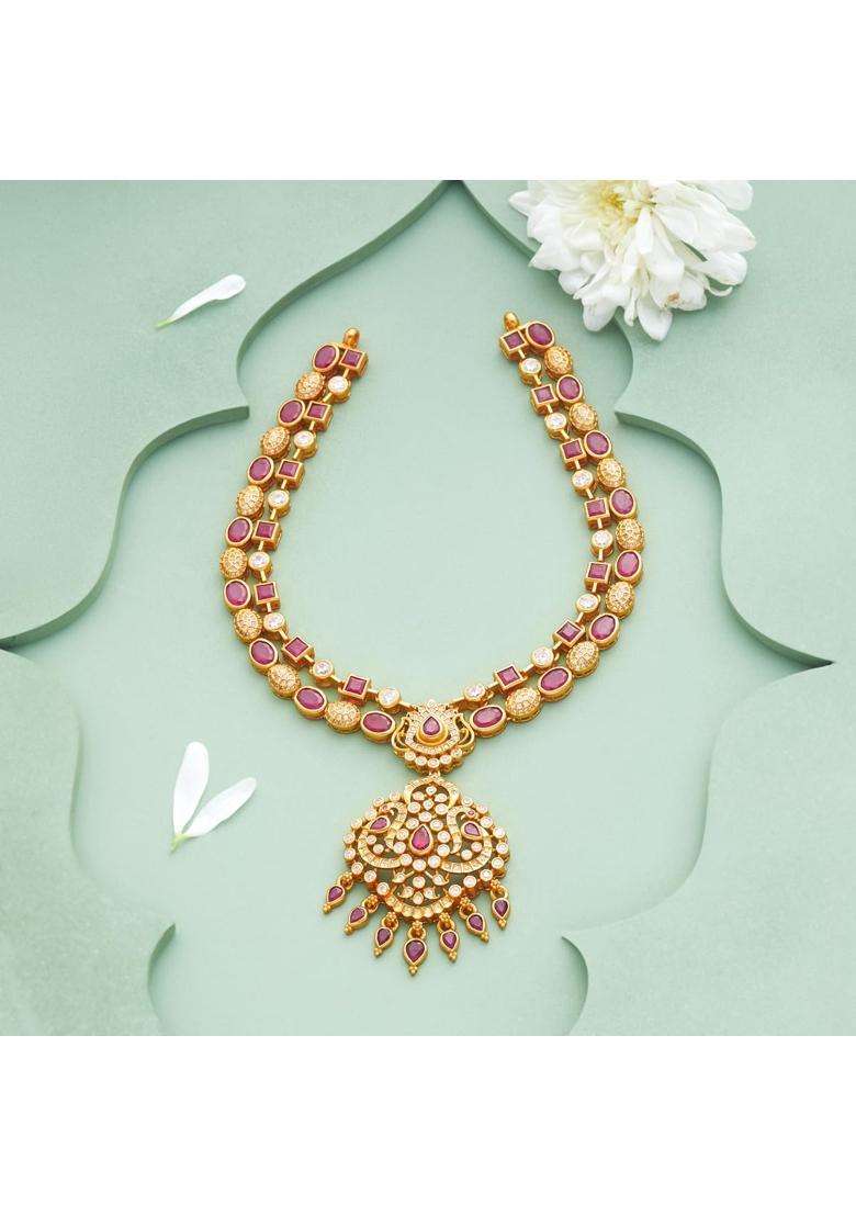 Kushals Fashion Jewellery Gold Plated 925 Silver Temple Layered Necklace for Women - Indya