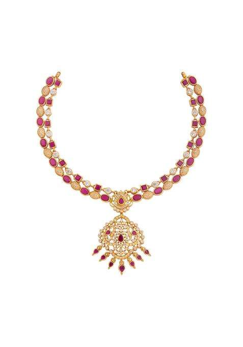 Kushals Fashion Jewellery Gold Plated 925 Silver Temple Layered Necklace for Women