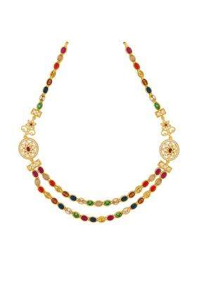 Kushals Fashion Jewellery Multi Gold Plated 925 Silver Temple Necklace for Women