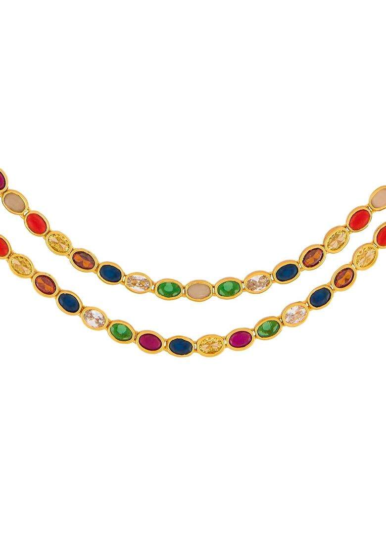 Kushals Fashion Jewellery Multi Gold Plated 925 Silver Temple Necklace for Women - Indya