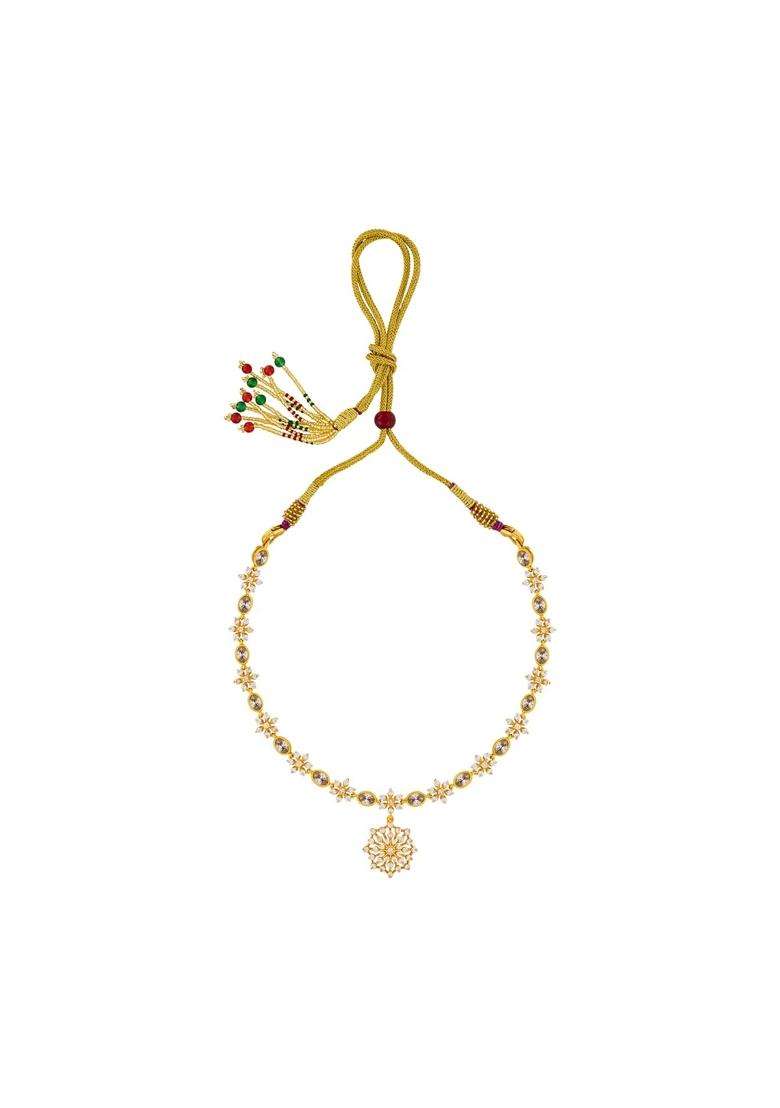 Kushals Fashion Jewellery Ruby Gold Plated 925 Silver Temple Necklace for Women - Indya