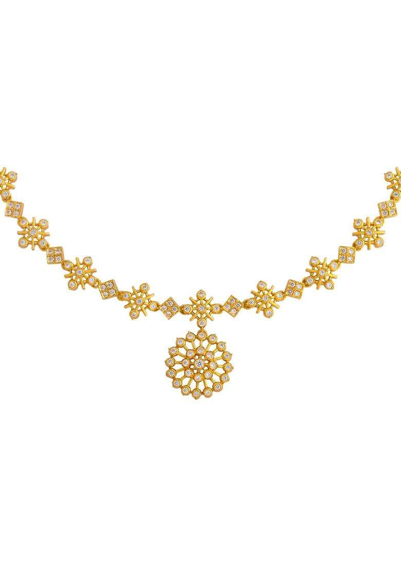 Kushals Fashion Jewellery White Gold Plated 925 Silver Temple Necklace for Women - Indya