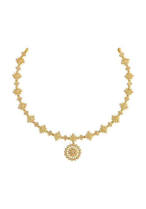 Kushals Fashion Jewellery White Gold Plated 925 Silver Temple Necklace for Women