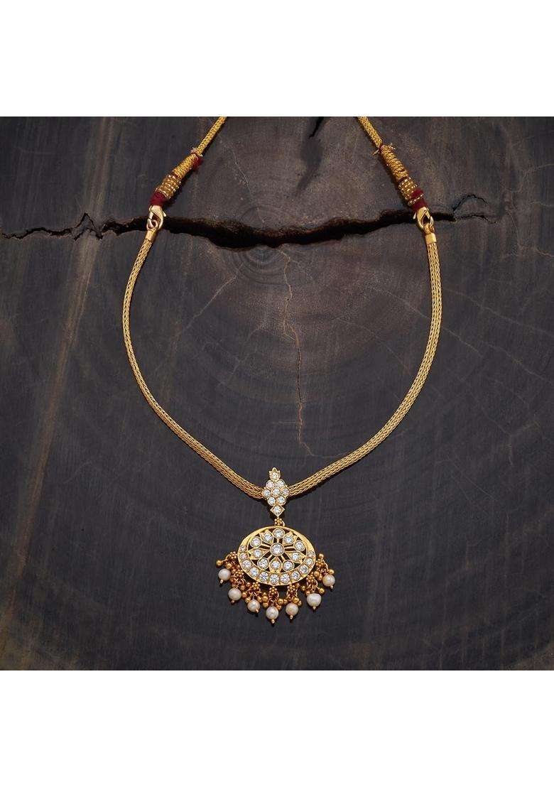 Kushals Fashion Jewellery White Gold Plated Ethnic 925 Pure Silver Temple Necklace - Indya