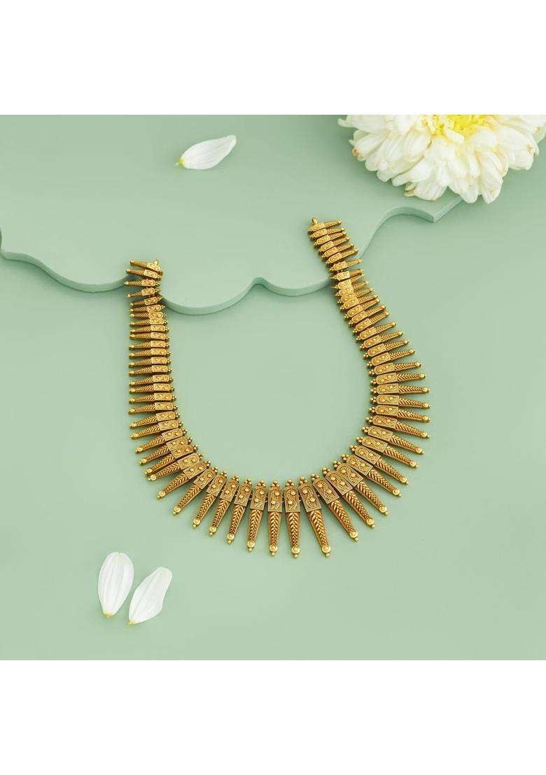 Kushals Fashion Jewellery Oxidised Gold Plated 925 Silver Temple Necklace for Women - Indya