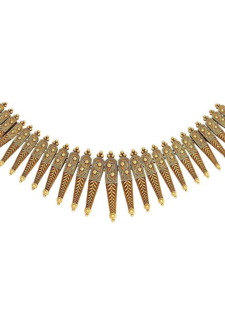 Kushals Fashion Jewellery Oxidised Gold Plated 925 Silver Temple Necklace for Women - Indya