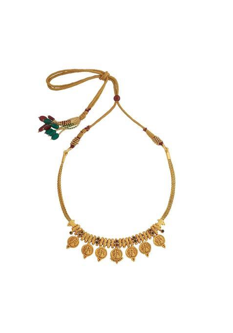 Kushals Fashion Jewellery Ruby Green Gold Plated Ethnic 925 Pure Silver Temple Necklace