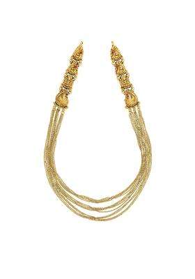 Kushals Fashion Jewellery Ruby Oxidised Gold Plated 925 Silver Temple Layered Necklace for Women
