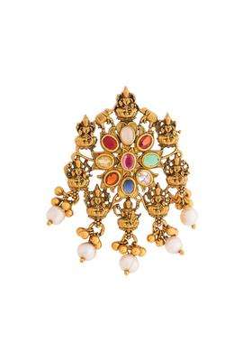 Kushals Fashion Jewellery Multi Oxidised Gold Plated 925 Silver Temple Pendant for Women