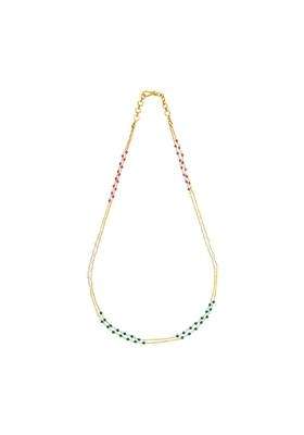 Kushals Fashion Jewellery Ruby Green Pearl Gold Plated Casual 925 Pure Silver Temple Chain