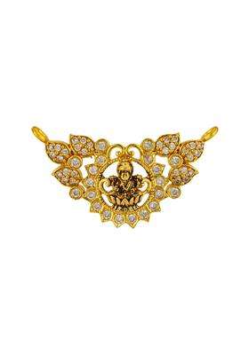 Kushals Fashion Jewellery White Oxidised Gold Plated 925 Silver Temple Pendant for Women