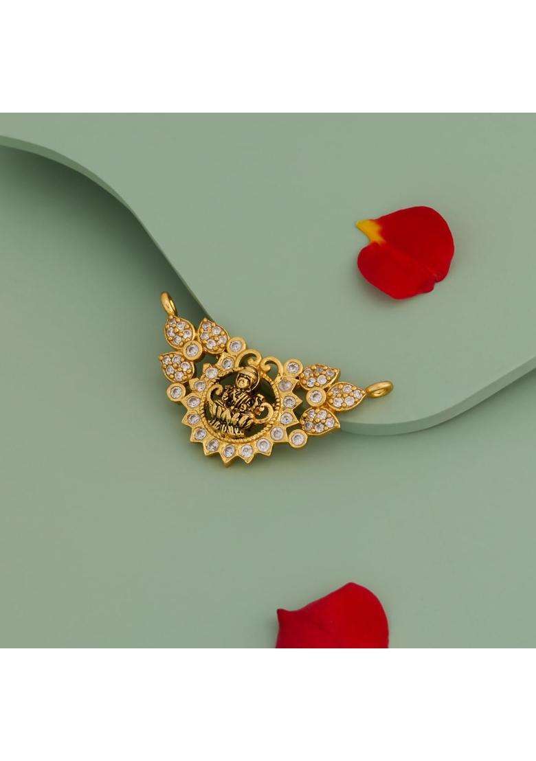 Kushals Fashion Jewellery White Oxidised Gold Plated 925 Silver Temple Pendant for Women - Indya