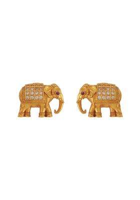 Kushals Fashion Jewellery White Gold Plated 925 Silver Temple Stud Earrings for Women