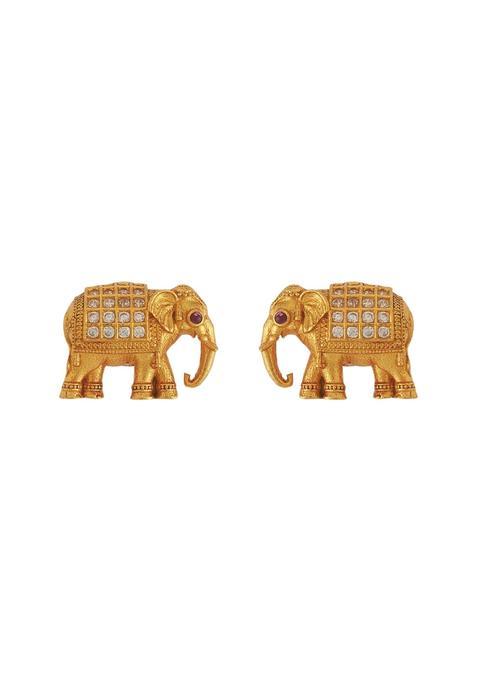 Kushals Fashion Jewellery White Gold Plated 925 Silver Temple Stud Earrings for Women