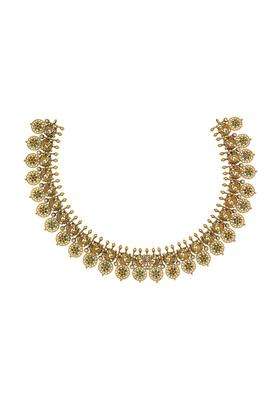 Kushals Fashion Jewellery Ruby Green Oxidised Gold Plated 925 Silver Temple Necklace for Women
