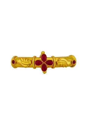 Kushals Fashion Jewellery Ruby Gold Plated 925 Silver Temple Bangle Pendant for Women