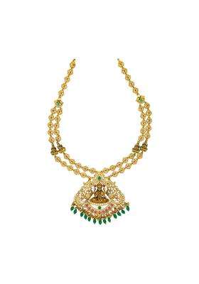 Kushals Fashion Jewellery Ruby Green Oxidised Gold Plated 925 Silver Temple Long Necklace for Women