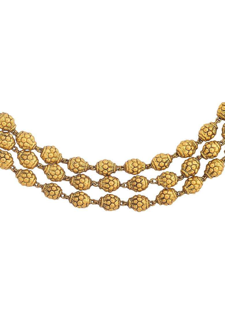 Kushals Fashion Jewellery Ruby Green Oxidised Gold Plated 925 Silver Temple Necklace for Women - Indya