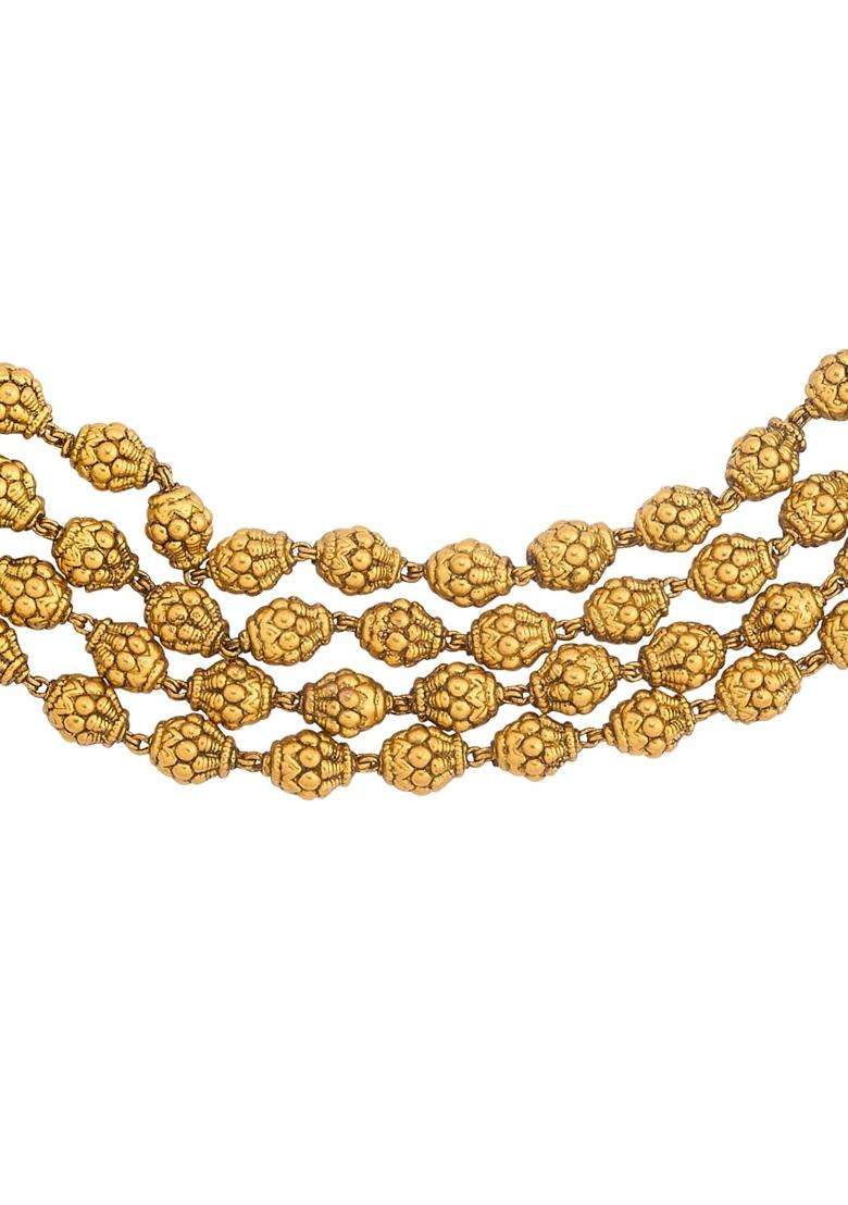 Kushals Fashion Jewellery Ruby Green Oxidised Gold Plated 925 Silver Temple Necklace for Women - Indya
