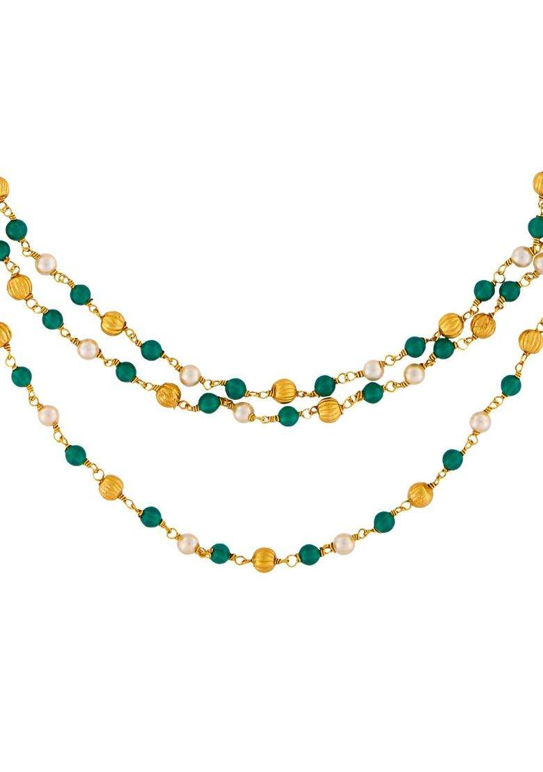 Kushals Fashion Jewellery Ruby Green Oxidised Gold Plated 925 Silver Temple Necklace for Women - Indya