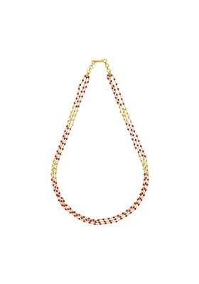 Kushals Fashion Jewellery Red Gold Plated 925 Silver Temple Beaded Chain for Women