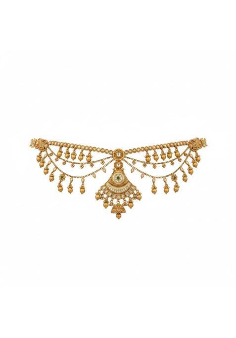 Vaidevi Traditional Gold Plated Kamarband for Women Adjustable Temple Style Waist Belt with Hanging Charms