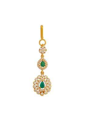 Kushals Fashion Jewellery Ruby Gold Polished 925 Silver Temple Tikka Best for Bridesmaids