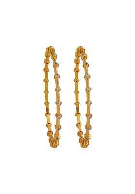 Kushals Fashion Jewellery White Gold Polished 925 Silver Temple Bangles Best for Festive and Special Occasion