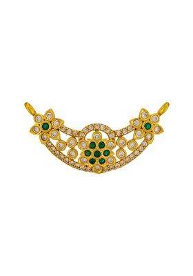 Kushals Fashion Jewellery Green Gold Plated 925 Silver Temple Pendant for Women