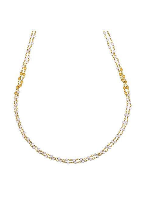 Kushals Fashion Jewellery Ruby Gold Plated 925 Silver Temple Beaded Chain for Women