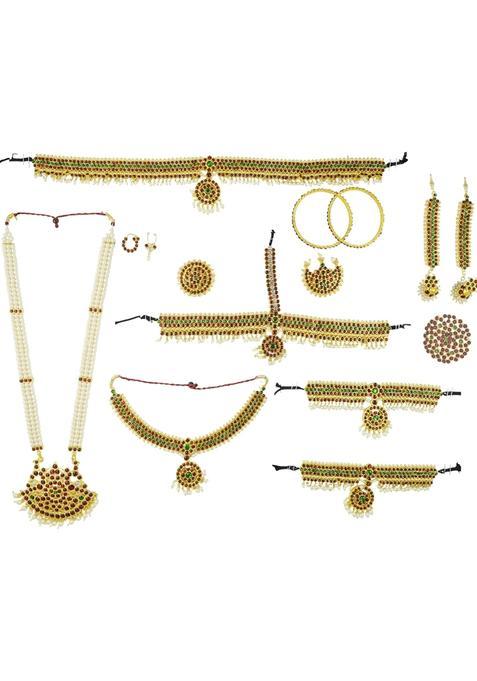 GVG Jewellery Gold Plated Copper with Green and Red Kemp Stones