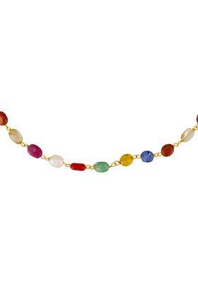 Kushals Fashion Jewellery Multicolor Gold Plated 925 Silver Temple Beaded Chain for Women