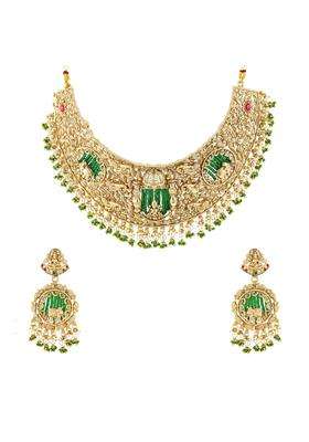 Voylla Gold Opulence Rajalakshmi Temple Necklace Set for Women Gold Jewellery Set Wedding Ethnic South Indian