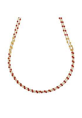Kushals Fashion Jewellery Ruby Gold Plated 925 Silver Temple Beaded Chain for Women