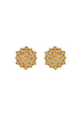 Kushals Fashion Jewellery White Gold Plated 925 Silver Temple Stud Earrings for Women