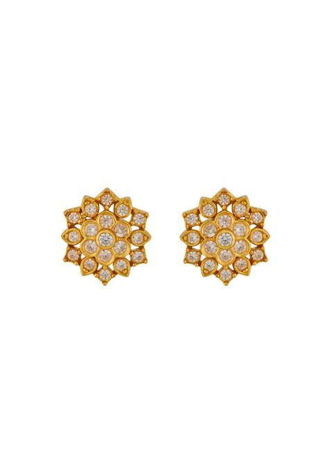 Kushals Fashion Jewellery White Gold Plated 925 Silver Temple Stud Earrings for Women