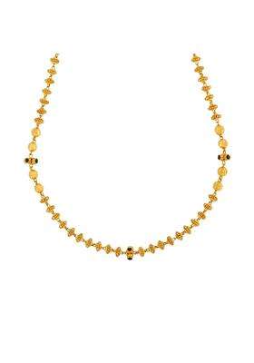 Kushals Fashion Jewellery Green Gold Plated 925 Silver Temple Beaded Chain for Women
