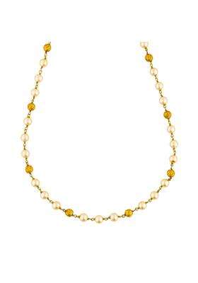 Kushals Fashion Jewellery Pearl Gold Plated 925 Silver Temple Beaded Chain for Women